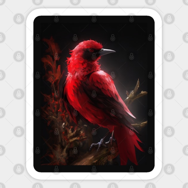 Beautiful Red bird on tree Sticker by Spaceboyishere